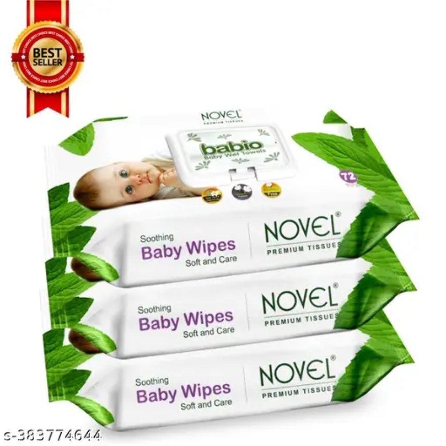 Novel Baby Wipes 72 Sheets pack of 3/with Lid