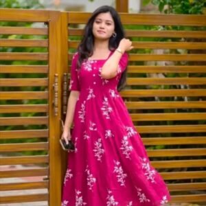 Anarkali Trendy Fashion Women Kurti(Pink)