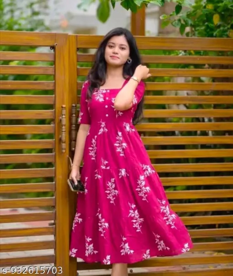 Anarkali Trendy Fashion Women Kurti(Pink)